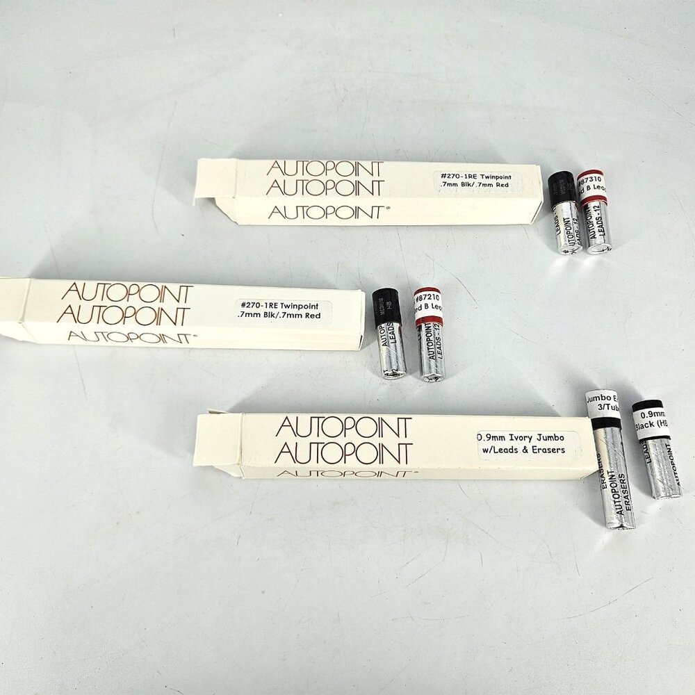 Autopoint Twinpoint 0.7mm Black/Red #270-1RE + 0.9mm Ivory Jumbo Pencils Leads